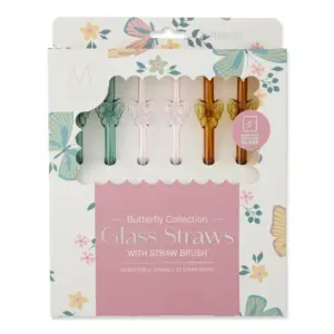 Glass Butterfly Straws 7-Pack